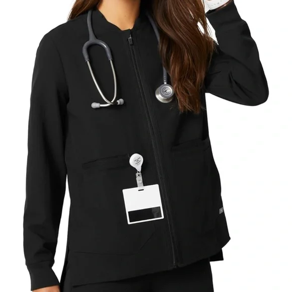 Figs Scrubs Technical Collection Women’s Bellery Black Jacket - Size Medium - Picture 1 of 6